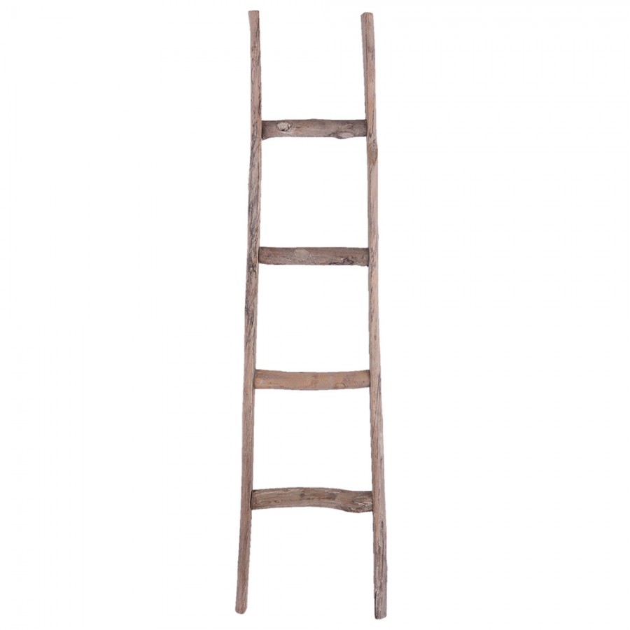 Retoucheren Purper haar 5H0369 Handdoekhouder 34x6x130 cm Bruin Hout Decoratie ladder