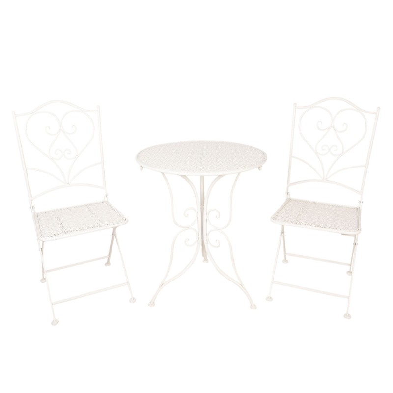 5Y0637 Bistro Set Bistro Table Bistro Chair Set of 3 Ø 60x70 White Iron Balcony Set