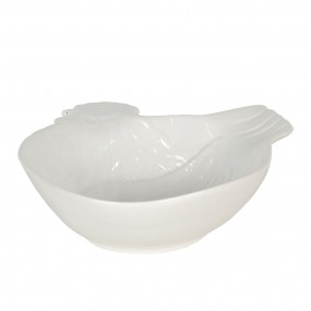 26CE1095 Suppenschale 23x26x7 cm Weiß Keramik Hahn Servierschüssel