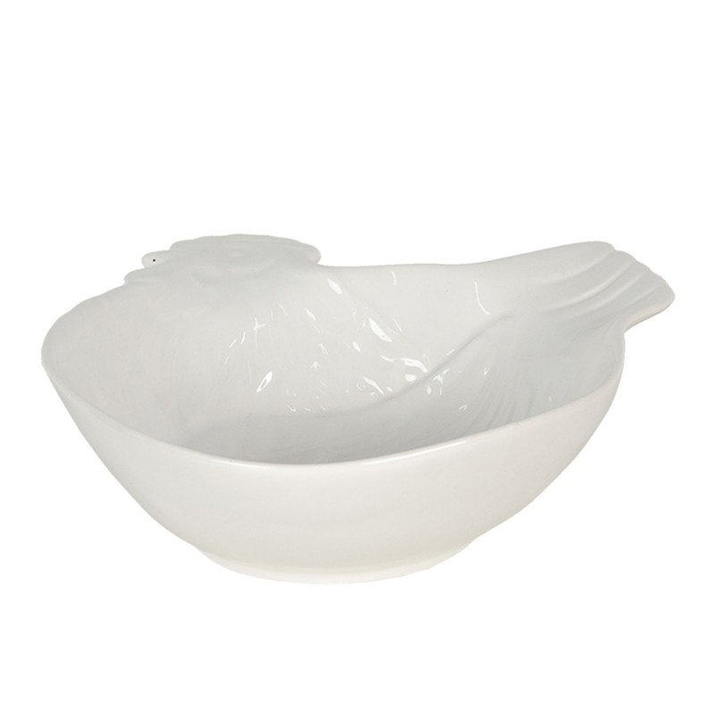 6CE1095 Soup Bowl 23x26x7 cm White Ceramic Rooster Serving Bowl