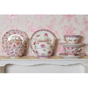 26CE1130 Tea for One 400 ml / 250 ml White Pink Porcelain Round Tea Set
