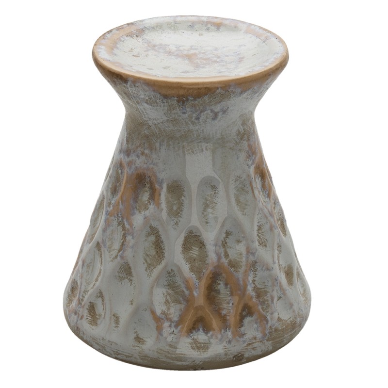 6CE1326 Candle Holder Ø 14*16 cm Grey Ceramic Round