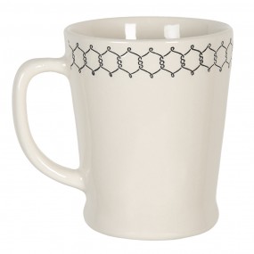 26CEMU0094 Tazza 300 ml Beige Nero Ceramica Pecora Rotondo Bicchiere da tè