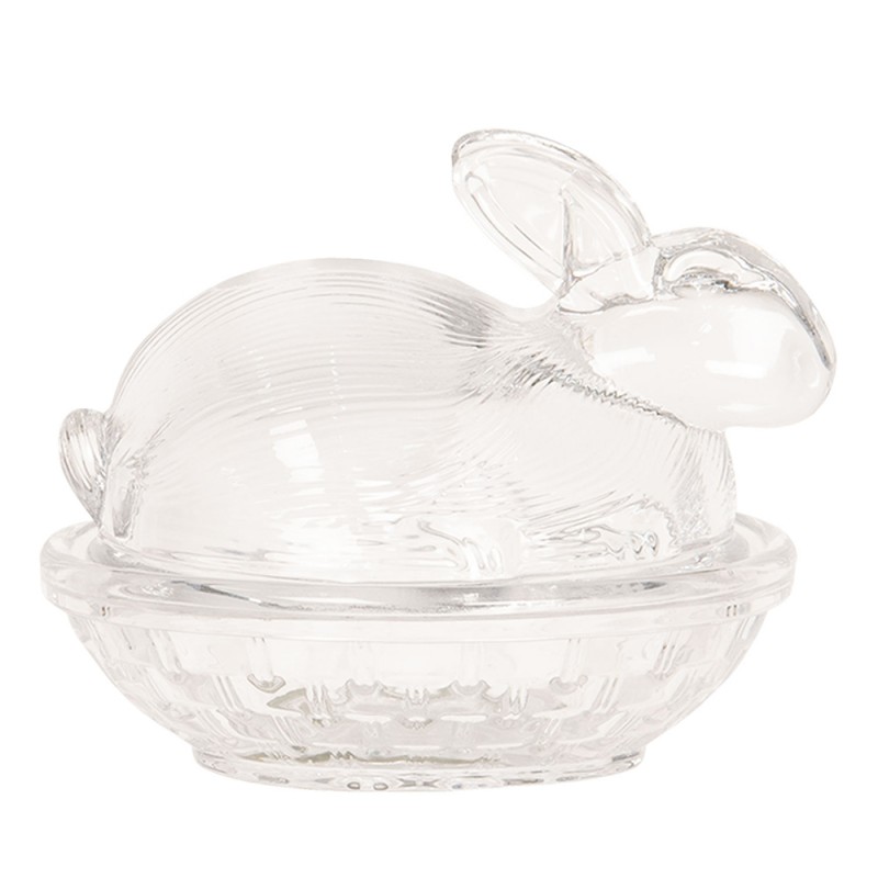 6GL2508 Glass Jar 12x8x9 cm Glass Rabbit Oval Jar