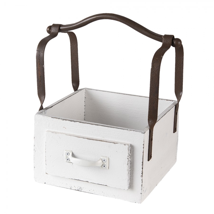 XD0077 Panier de rangement Ø 15x15 cm Blanc Marron Synthétique