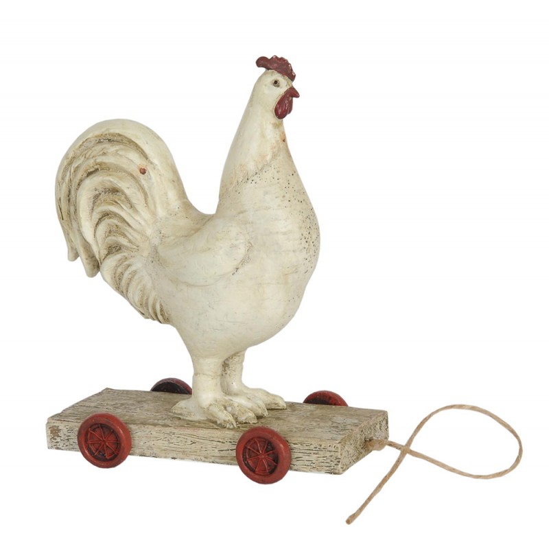6PR0033 Figurine Rooster 15x7x17 cm White Polyresin Home Accessories