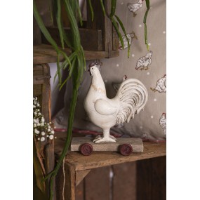 26PR0033 Figurine Rooster 15x7x17 cm White Polyresin Home Accessories