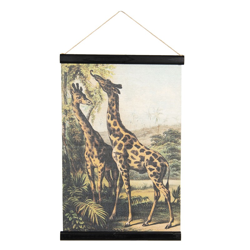 6WK0032 Wandteppich 40*2*60 cm Beige Schwarz Leinen Giraffe Rechteckig Wandkarte