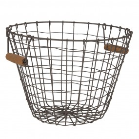 26Y3764 Storage Basket Ø 30x28 cm Brown Iron Wood Round Basket