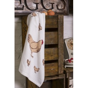 2CT009 Guest Towel 40x66 cm Beige White Cotton Chickens Toilet Towel