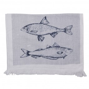 2CT018 Guest Towel 40*66 cm White Blue Cotton Fishes Rectangle