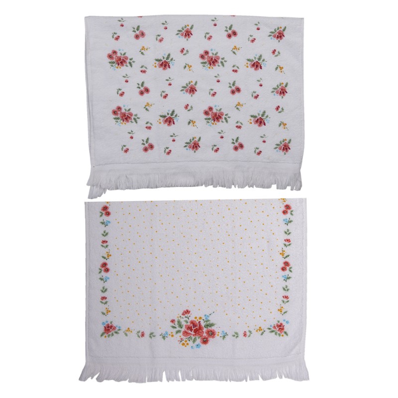 CTSETLRC Guest Towel 40*66 cm White Red Cotton Roses Rectangle