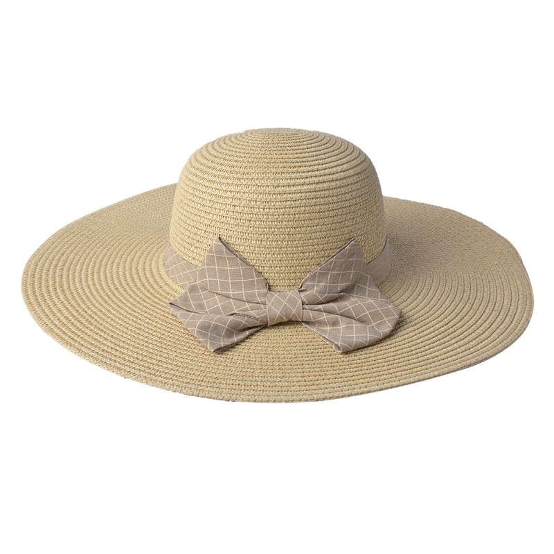 JZHA0057BE Cappello da donna Ø 42 cm Beige Paglia di carta Rotondo Cappello da sole