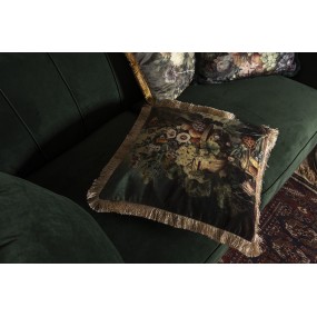2KG023.115 Decorative Cushion 45x45 cm Green Synthetic Flowers Cushion Cover with Cushion Filling