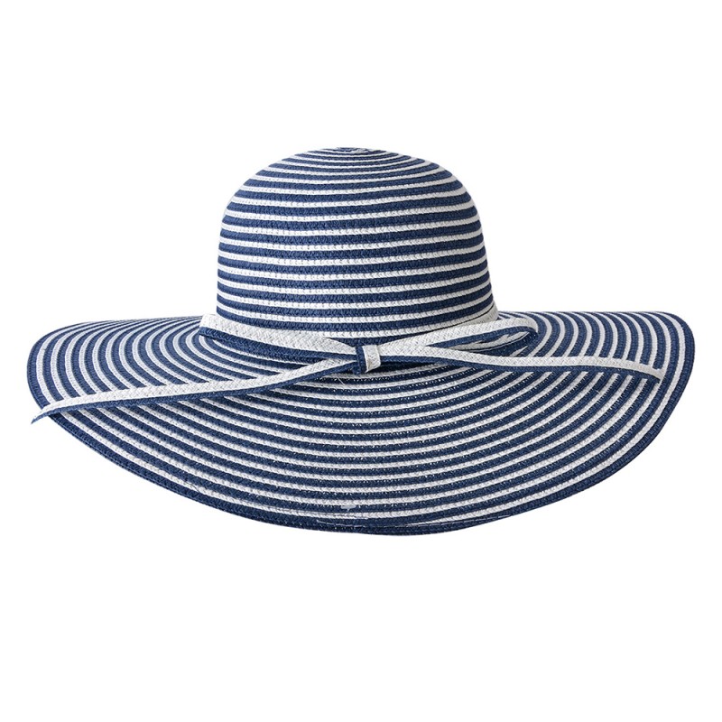 MLHAT0096 Cappello da donna Maat: 56 cm Blu Paglia di carta Strisce Rotondo Cappello da sole