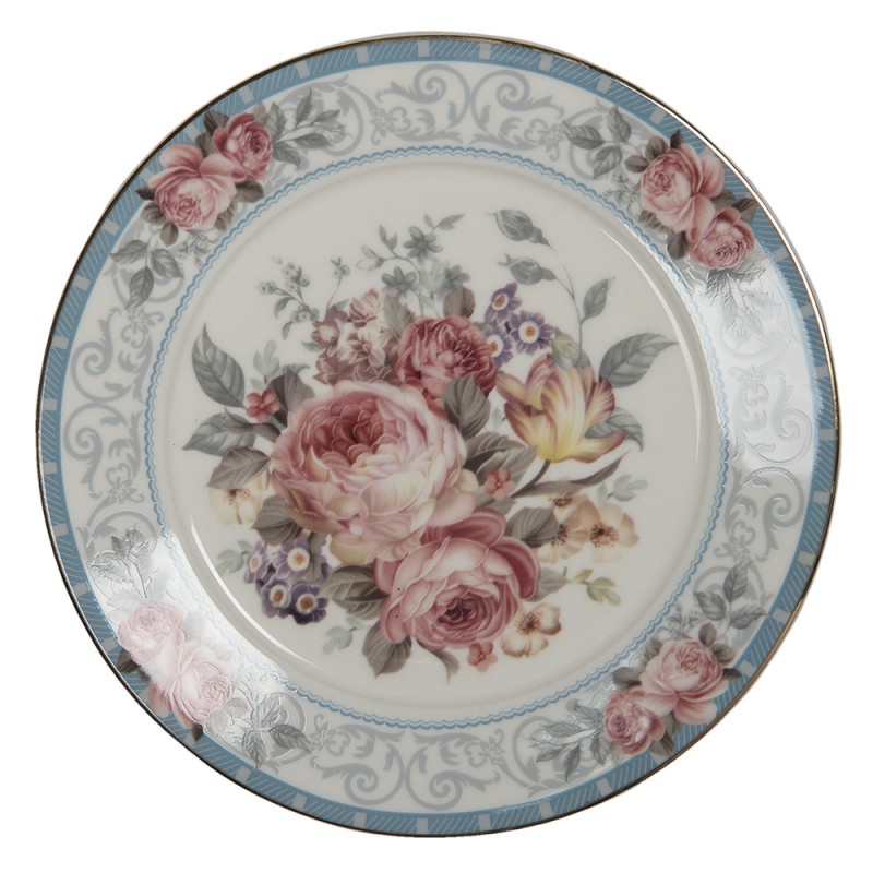 PECDP Breakfast Plate Ø 21 cm White Porcelain Flowers Plate