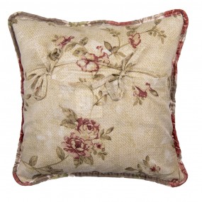 2Q193.020 Cushion Cover 40x40 cm Brown Polyester Flowers Square Pillow Cover
