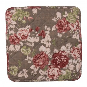 2Q193.020 Cushion Cover 40x40 cm Brown Polyester Flowers Square