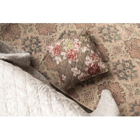 2Q193.020 Cushion Cover 40x40 cm Brown Polyester Flowers Square Pillow Cover