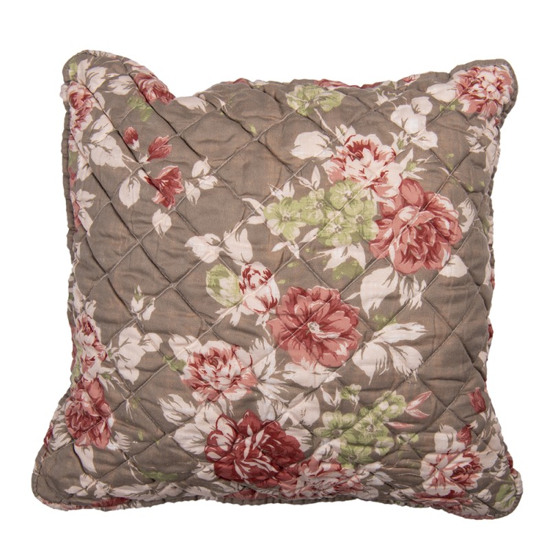 Q193.030 Cushion Cover 50*50 cm Brown Polyester Flowers Square