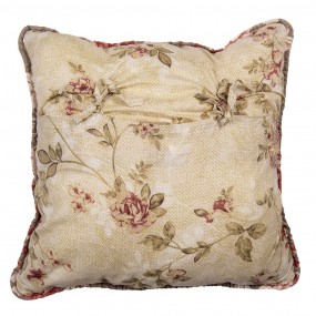 2Q193.030 Cushion Cover 50x50 cm Brown Polyester Flowers Square Pillow Cover
