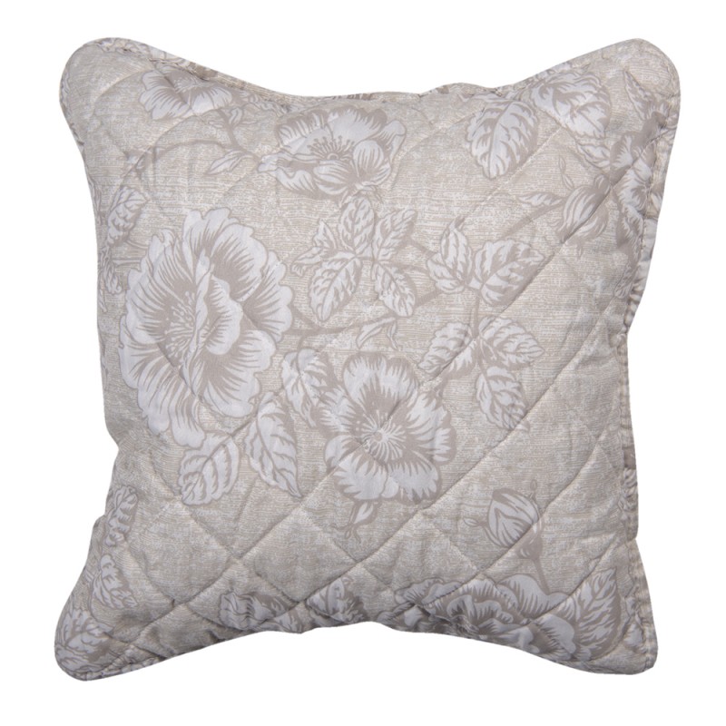 Q195.020 Cushion Cover 40x40 cm Beige White Polyester Flowers Square