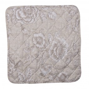 2Q195.020 Cushion Cover 40*40 cm Beige, White Polyester Flowers Square Throw Pillow Cover