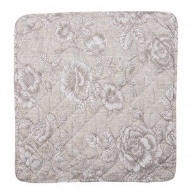 2Q195.030 Cushion Cover 50*50 cm Beige White Polyester Flowers Square
