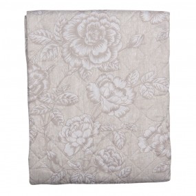 2Q195.059 Bedspread 1-persoons Beige White Polyester Flowers Rectangle