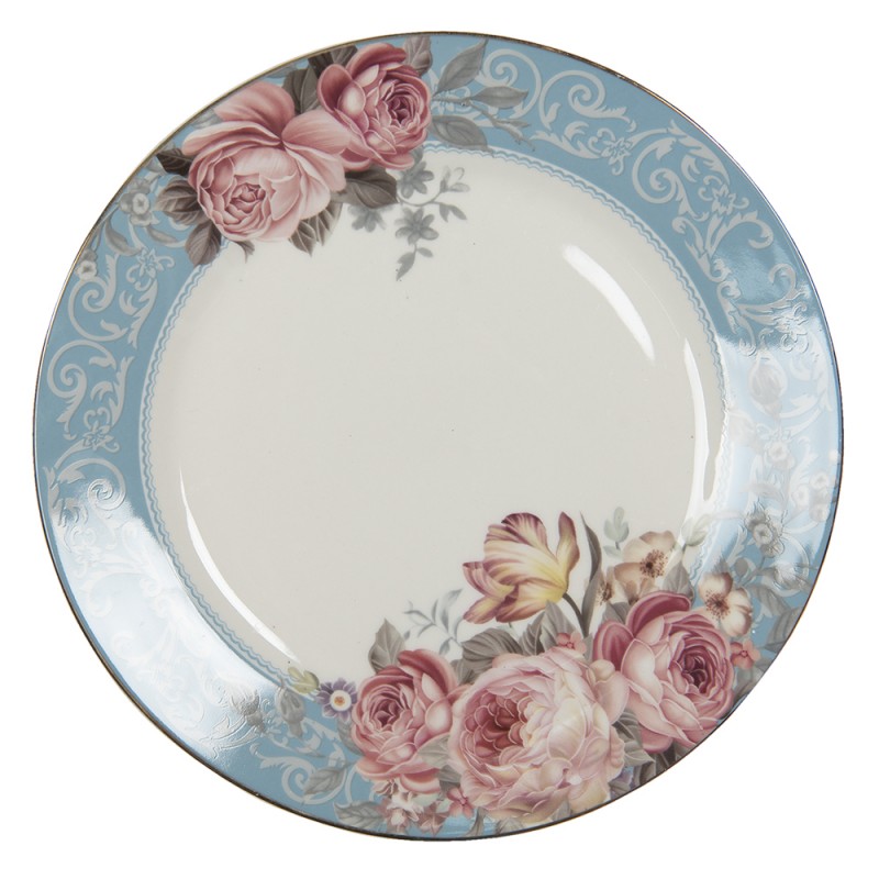 PECFP Dinner Plate Ø 26 cm Blue White Porcelain Flowers Dining Plate