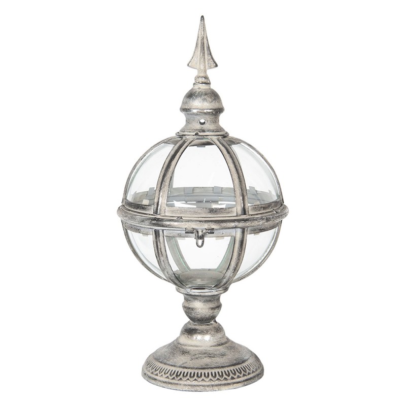 5Y0560 Lantern Ø 21x44 cm Silver colored Metal Round Candlestick