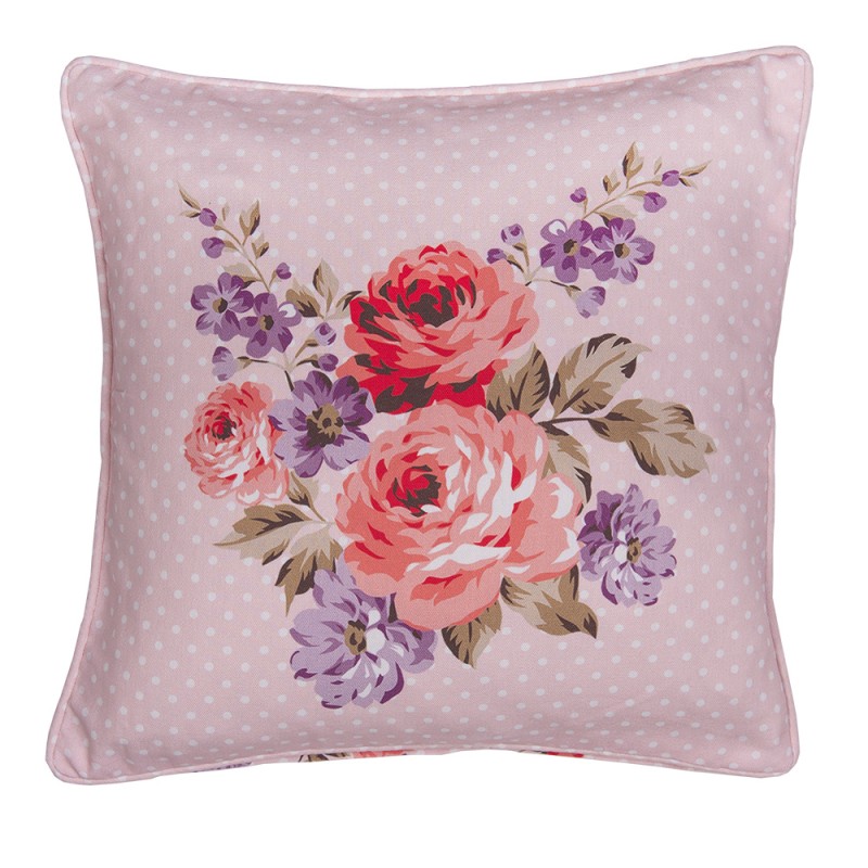DTR21 Cushion Cover 40x40 cm Pink Purple Cotton Roses Square Pillow Cover