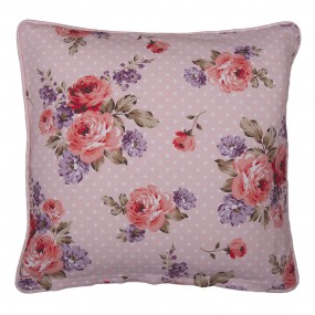 2DTR21 Cushion Cover 40x40 cm Pink Purple Cotton Roses Square Pillow Cover