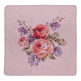 2DTR21 Cushion Cover 40x40 cm Pink Purple Cotton Roses Square Pillow Cover