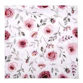 2RUR21 Cushion Cover 40x40 cm White Pink Cotton Roses Square Pillow Cover