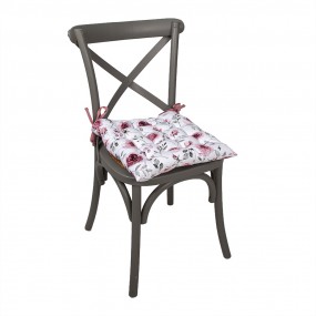 2RUR29 Chair Cushion Foam 40x40x4 cm White Pink Cotton Roses Square Seat Cushion