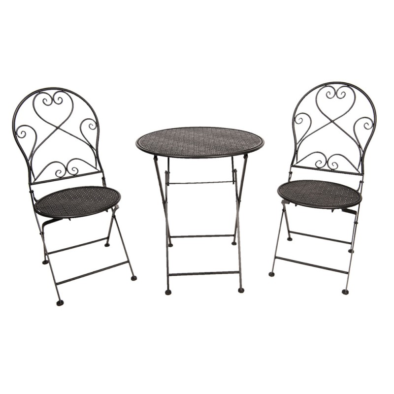 5Y0635 Bistro Set Bistro Table Bistro Chair Set of 3 Ø 60x70 Black Iron Balcony Set