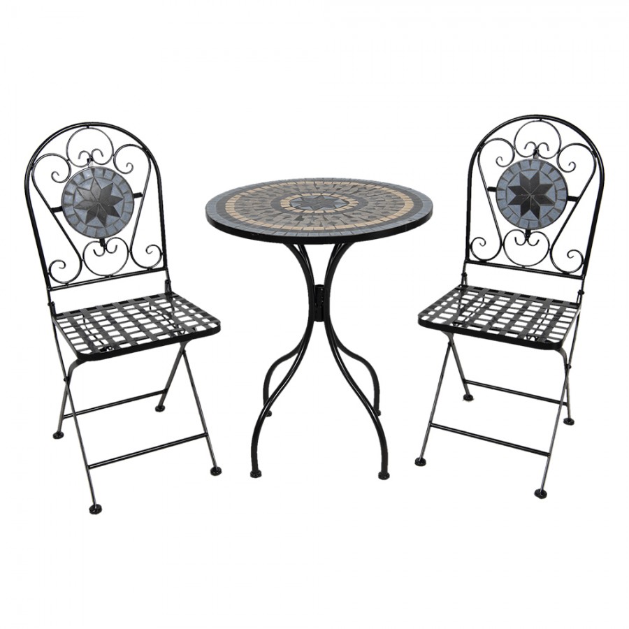 5Y0127 Bistro Set Bistro Table Bistro Chair Set of 3 White Iron Balcony Set