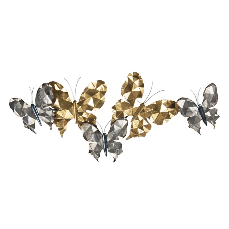 5Y0784 Wall Decoration 124x6x51 cm Gold colored Metal Butterfly Rectangle Wall Decor
