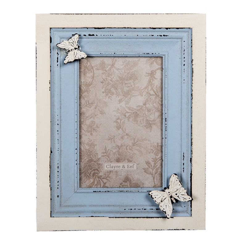 2F0885 Photo Frame 10x15 cm Blue MDF Butterfly Picture Frame