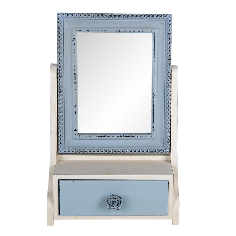 62S242 Stehspiegel 25x38 cm Blau MDF Glas Standspiegel