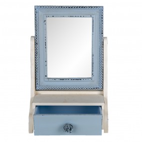 262S242 Stehspiegel 25x38 cm Blau MDF Glas Standspiegel