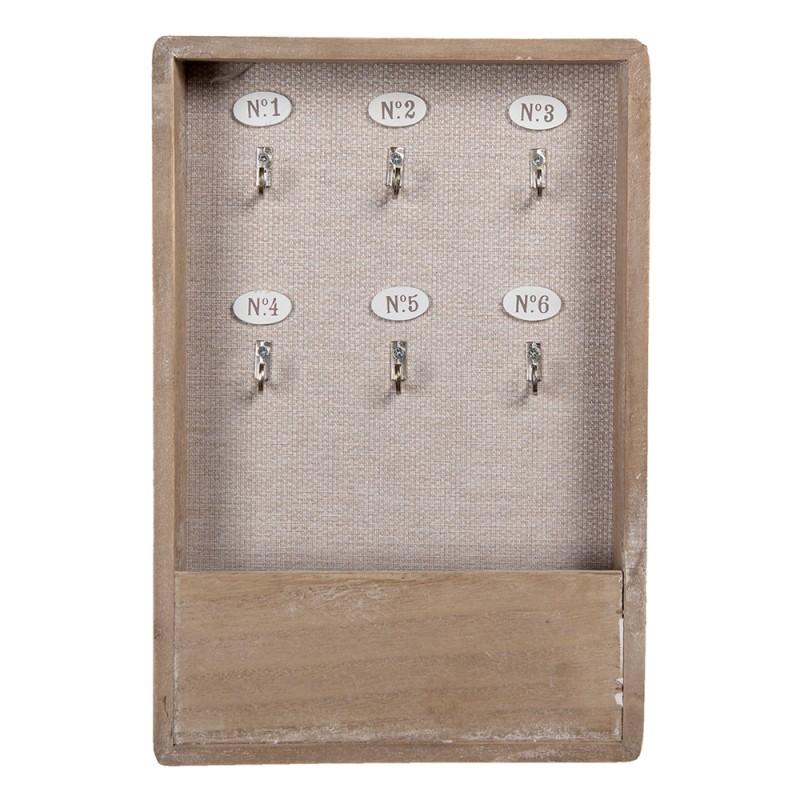 6H2062 Key Cabinet 20x5x30 cm Brown Wood Key Holder