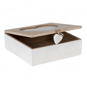26H2063 Storage Box 20x20x7 cm Brown Wood Heart Storage Chest