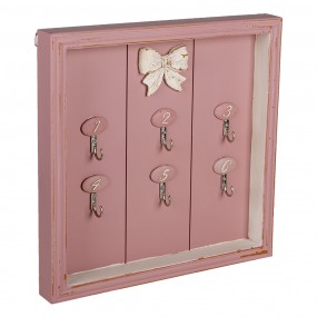 26H2126 Key Cabinet 30x4x30 cm Pink MDF Metal Key Holder