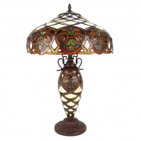 25LL-6134 Lampada da tavolo Tiffany Ø 40x61 cm  Beige Marrone  Plastica Vetro Lampada da scrivania Tiffany
