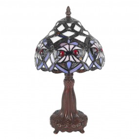25LL-6141 Table Lamp Tiffany Ø 20x37 cm  Purple White Plastic Glass Desk Lamp Tiffany