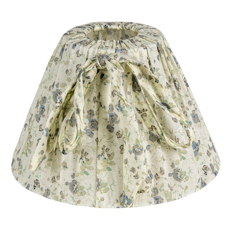 6LAK0509 Lampshade Ø 22x15 cm Beige Green Textile Flowers Round Fabric Lampshade