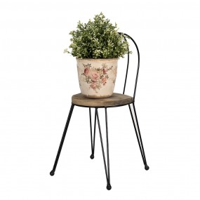 264942 Plant Table Chair 23x22x45 cm Brown Wood Iron Plant Stand