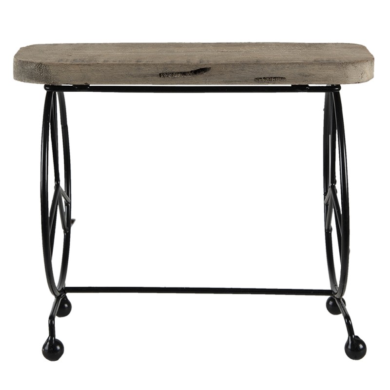 64945 Plant Table 26x16x22 cm Brown Wood Iron Plant Stand